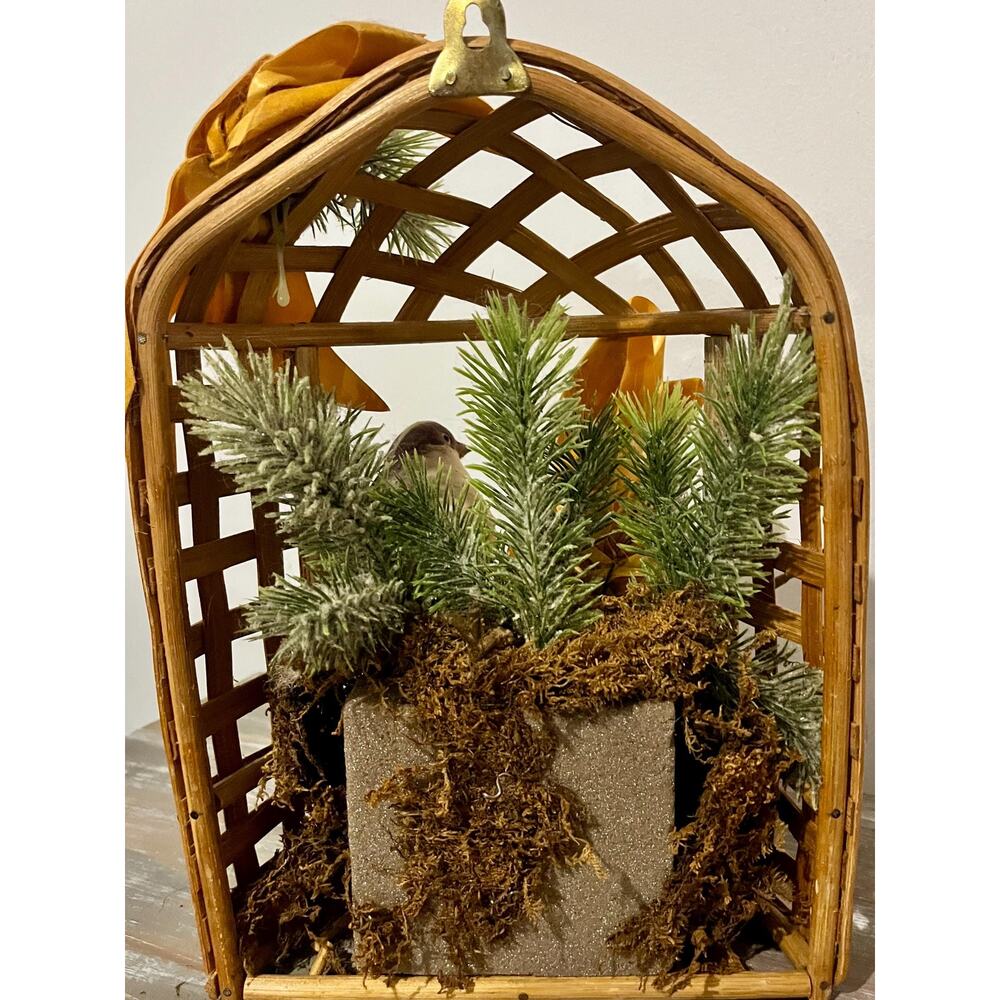 Vintage Cottagecore Wicker Bird Cage Wall Hanging Decor - Picture 5 of 5